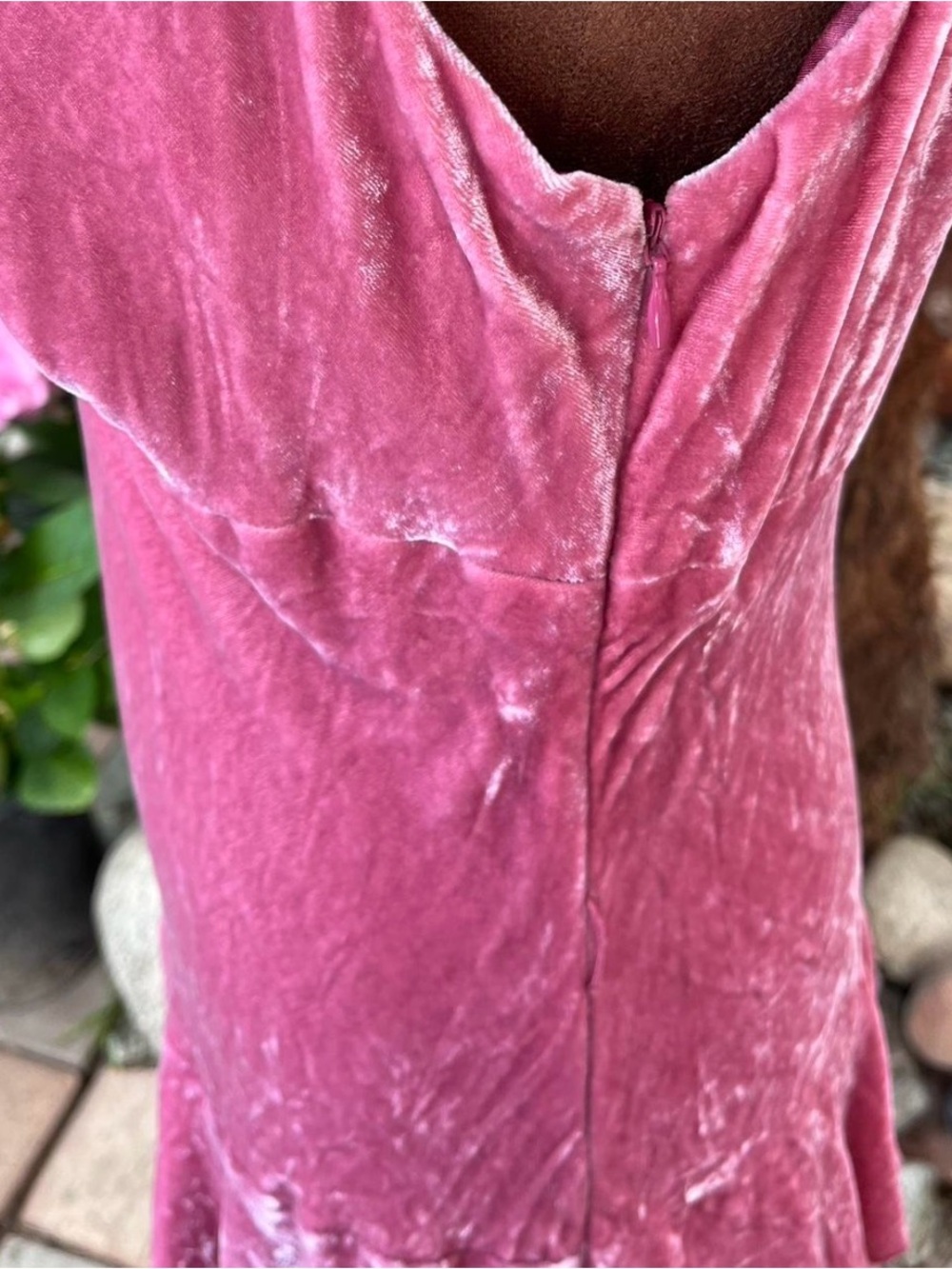 Laundry By Shelli Segal Dusty Rose Velvet Ruffles Romantic Dress - Picture 5 of 7